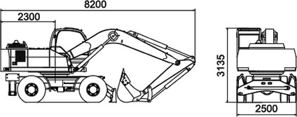 Габариты Komatsu PC35MR-3